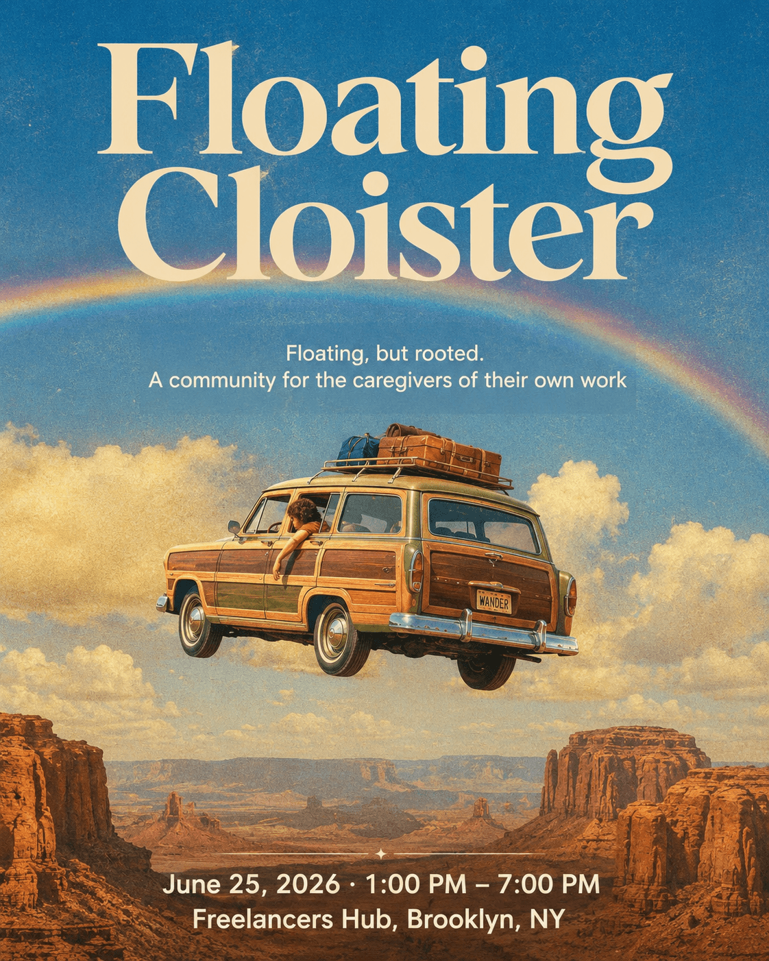 Floating Cloister inaugural gathering poster